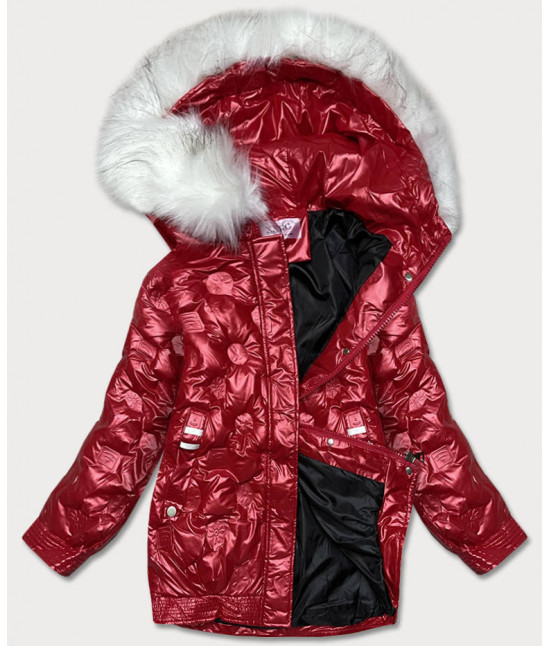 Dámska zimná bunda s tlačeným vzorom MODA8261 červená
