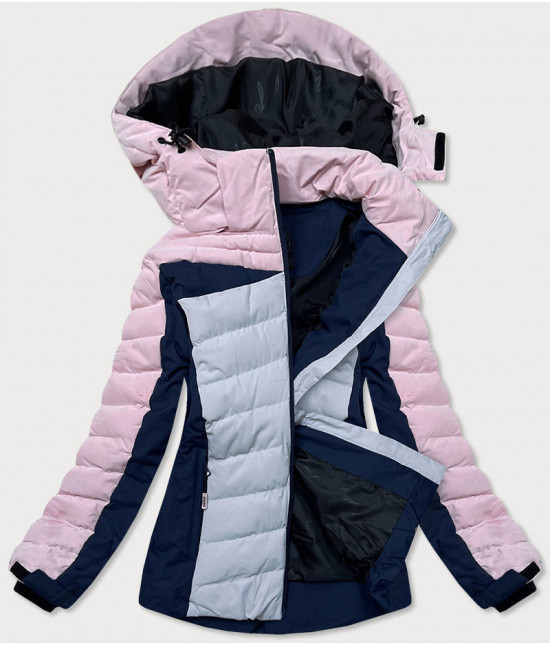 Dámska zimná športová bunda MODA2378 ružovo-šedá veľkosť M