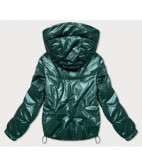 Krátka dámska obojstranná bunda MODA2204BIG zeleno-béžová