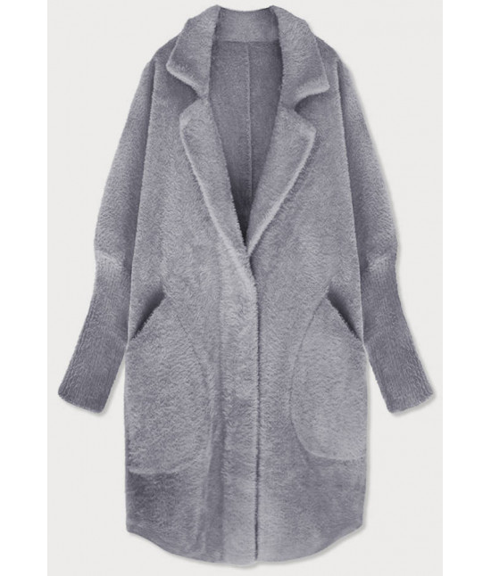 Dlhý vlnený dámsky kabát alpaka MODA7108 šedý