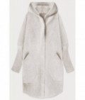 Dlhý dámsky vlnený kabát alpaka MODA908 svetlobéžový