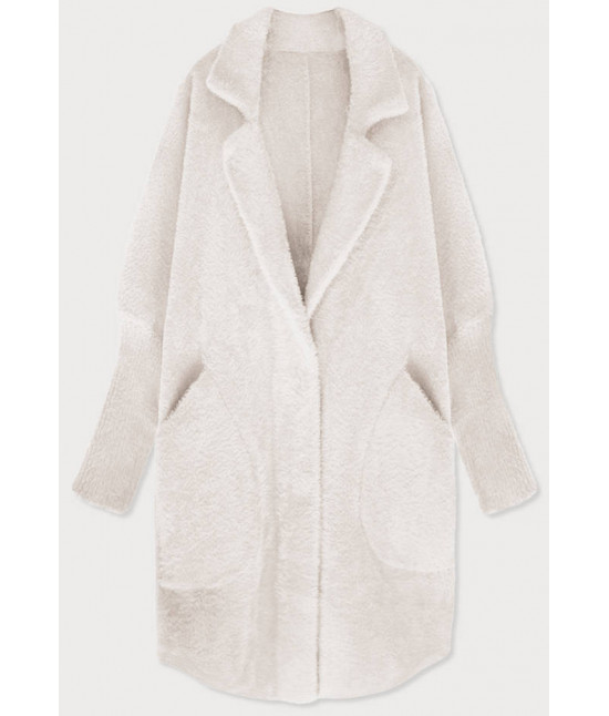 Dlhý vlnený dámsky kabát alpaka MODA7108 svetlobéžovy