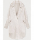 Dlhý vlnený dámsky kabát alpaka MODA7108 svetlobéžovy
