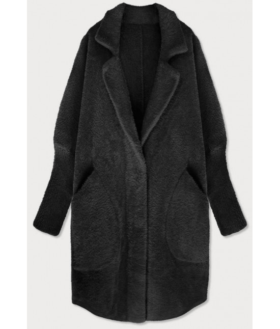 Dlhý vlnený dámsky kabát alpaka MODA7108 čierny
