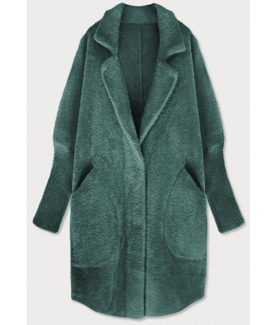 Dlhý vlnený dámsky kabát alpaka MODA7108 smaragdový