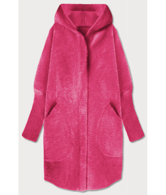 Dlhý dámsky vlnený kabát alpaka MODA908 ružový