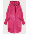 Dlhý dámsky vlnený kabát alpaka MODA908 ružový