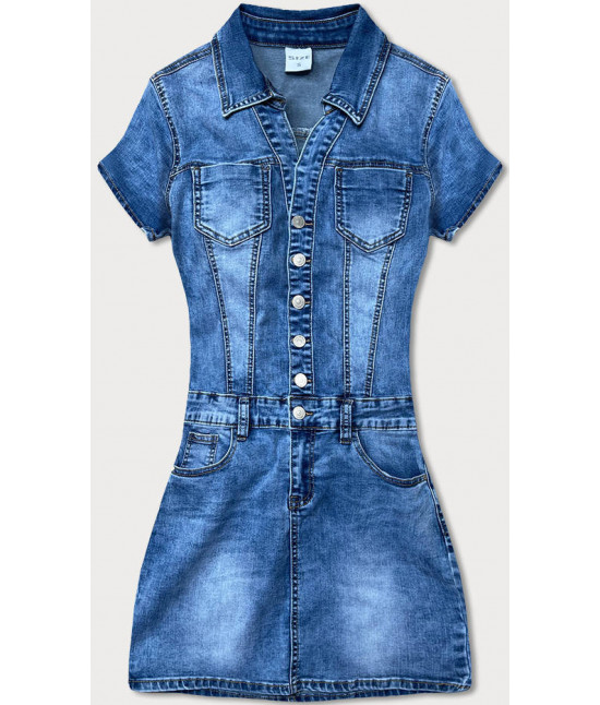 Krátke dámske jeansové šaty MODA6601 modré