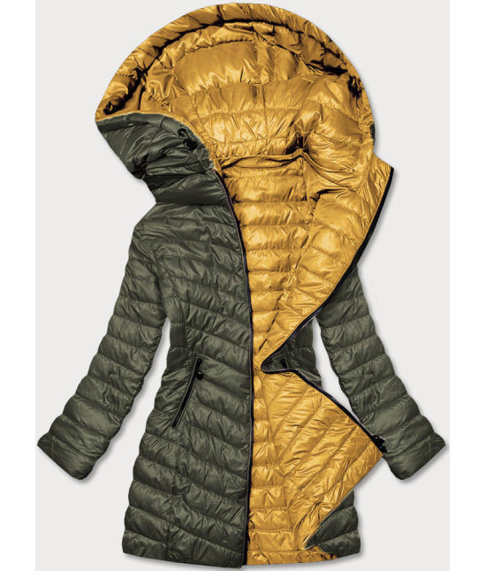 Prešívaná dámska jesenná bunda MODA7636 khaki-žltá