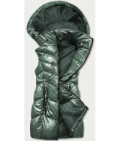 Dámska lesklá vesta s kapucňou MODA025 zelená