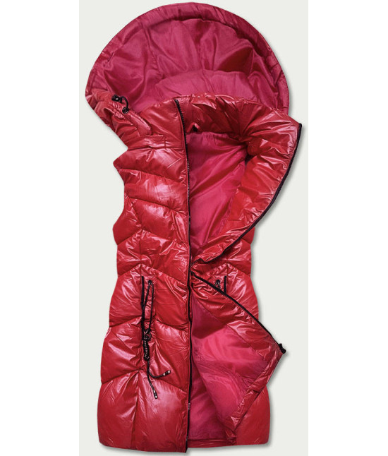 Dámska lesklá vesta s kapucňou MODA025 červená
