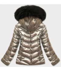 Dámska lesklá zimná bunda MODA773 zlatá