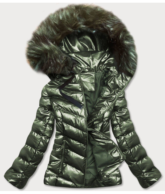 Dámska lesklá zimná bunda MODA773 zelená