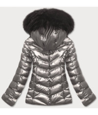 Dámska lesklá zimná bunda MODA773 strieborná