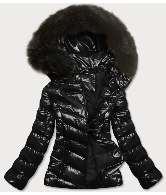 Dámska lesklá zimná bunda MODA773 čierna