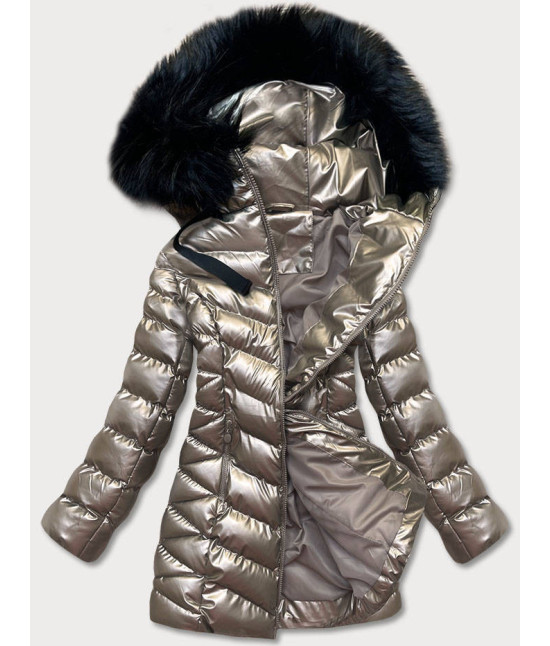 Dámska metalická zimná bunda MODA778 zlatá