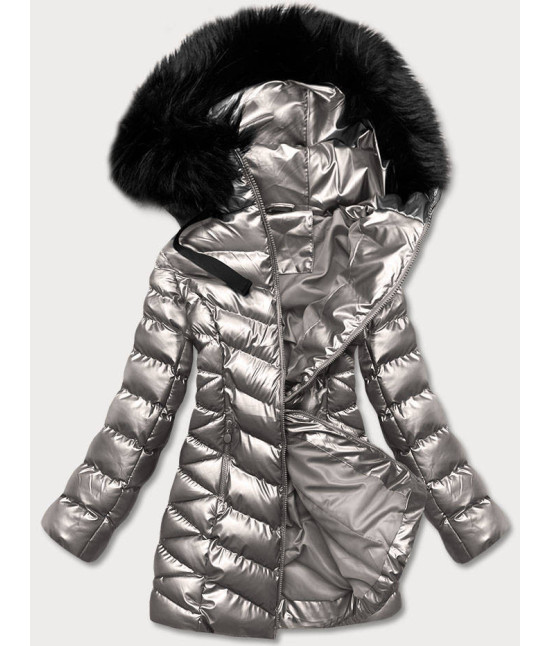 Dámska metalická zimná bunda MODA778 strieborná