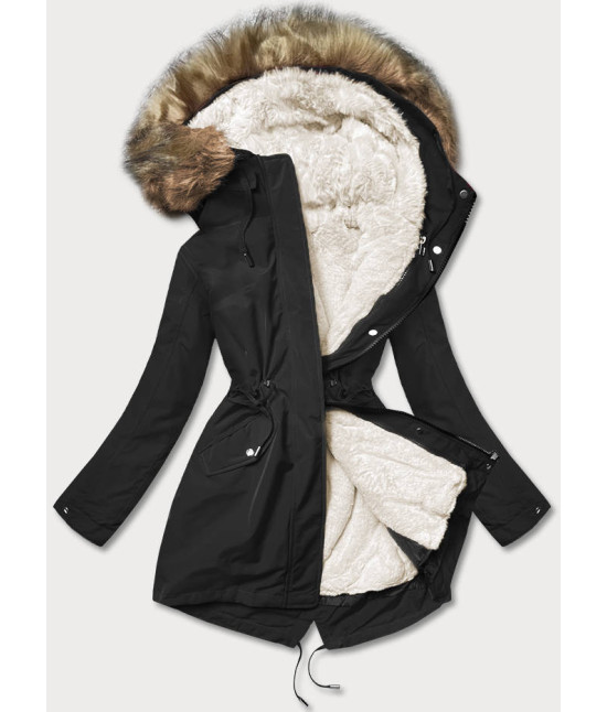 Dámska zimná bunda MODA629 čierna-ecru