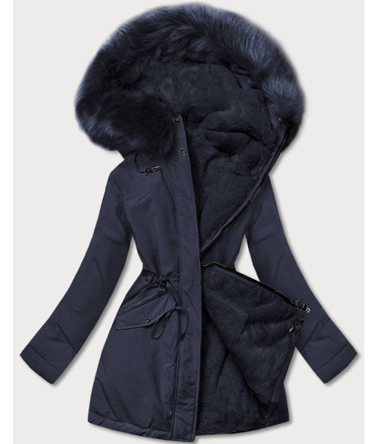 Teplá dámska zimná bunda MODA610 tmavomodrá