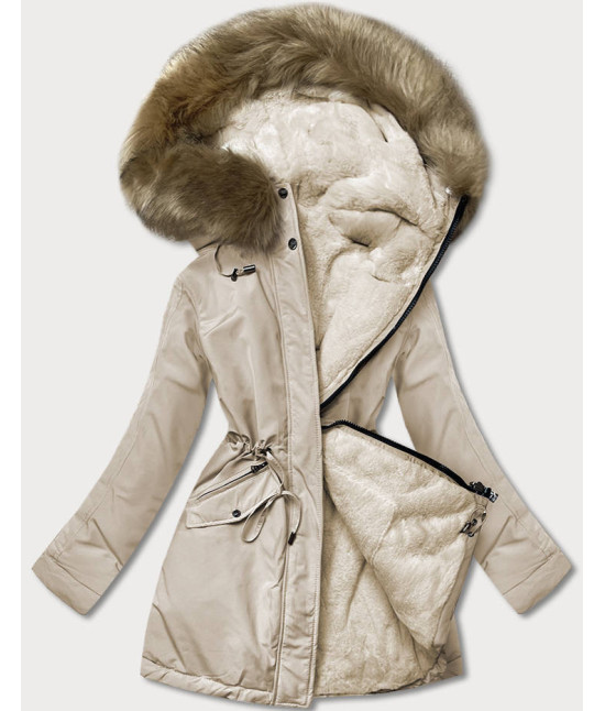 Teplá dámska zimná bunda MODA610 béžová