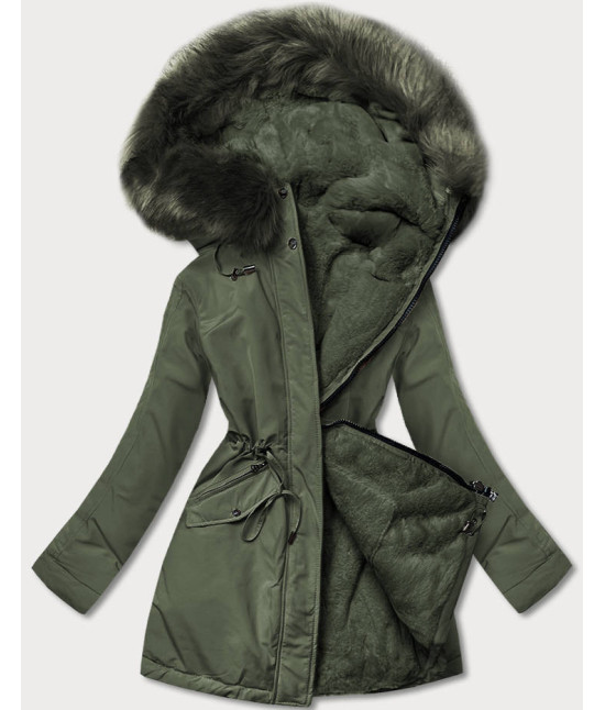 Teplá dámska zimná bunda MODA610 khaki