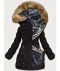 Prešívaná dámska zimná bunda MODA1015 čierno-grafitová