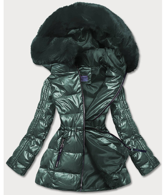 Metalická dámska zimná bunda MODA8029 zelená
