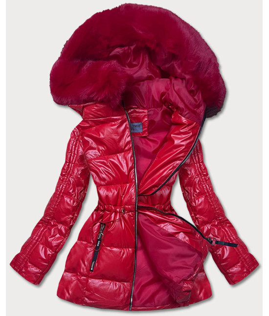 Metalická dámska zimná bunda MODA8029 červená