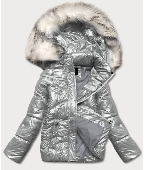Krátka dámska zimná bunda MODA9052 šedá