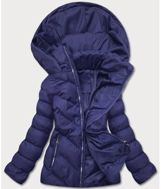Krátka dámska zimná bunda MODAM725 tmavomodrá