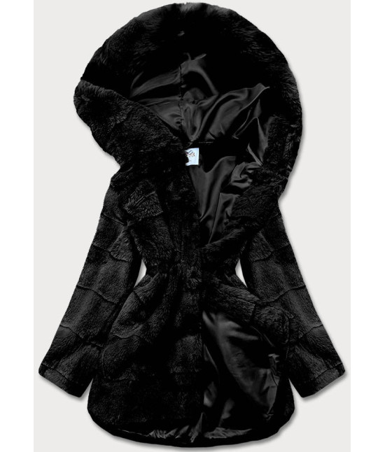Dámska kožušinová zimná bunda MODAX009 čierna