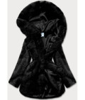 Dámska kožušinová zimná bunda MODAX009 čierna