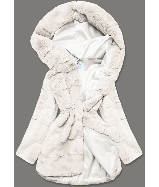 Dámska kožušinová zimná bunda MODAX009 ecru