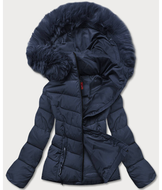 Krátka dámska zimná bunda MODAY043 tmavomodrá