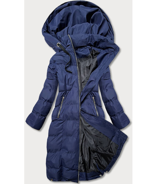 Dlhšia dámska zimná bunda MODAM736 tmavomodrá