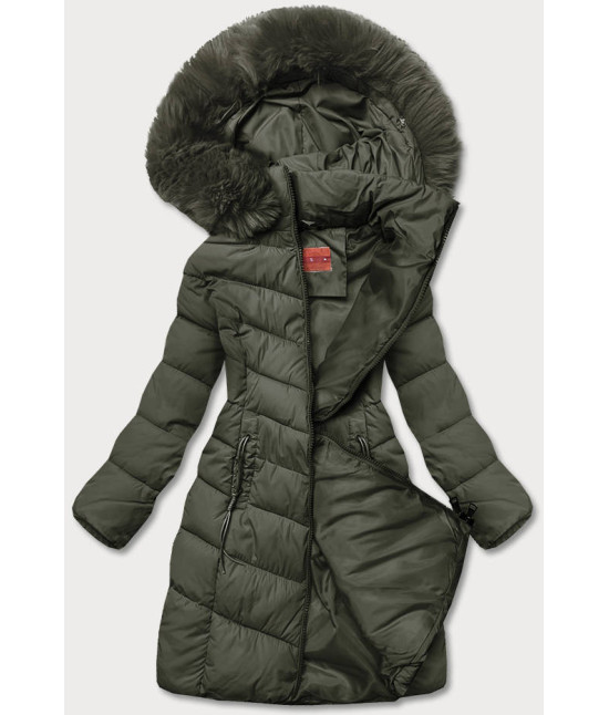 Dámska zimná bunda  s kapucňou MODAY045 khaki