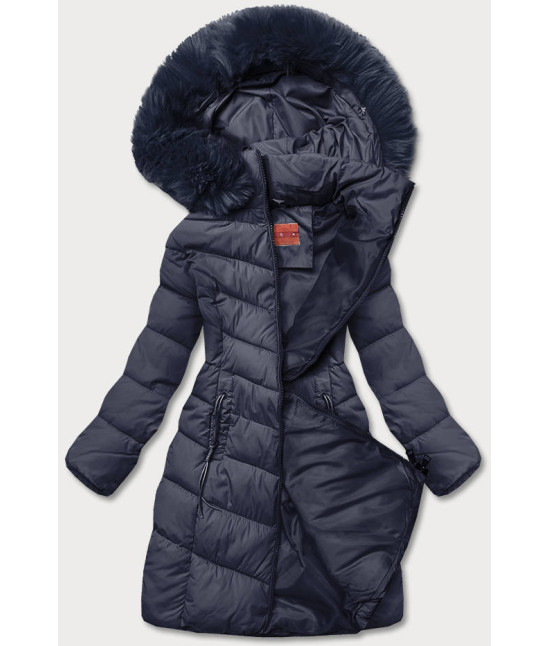 Dámska zimná bunda  s kapucňou MODAY045 tmavomodrá