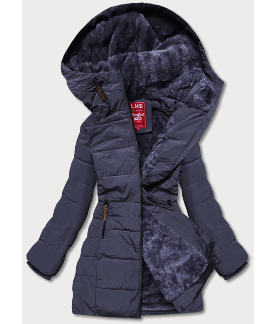 Dámska zimná bunda s kapucňou MODA21003 tmavomodrá