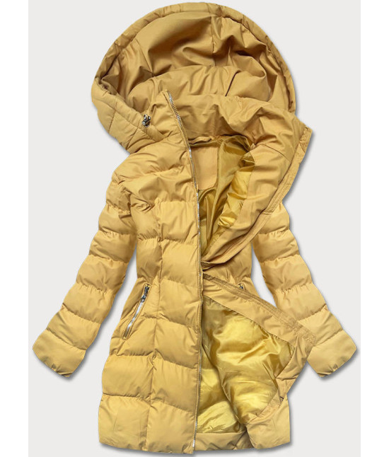 Dámska zimná bunda s kapúňou Moda750 žltá