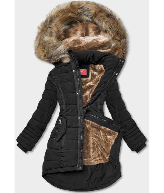 Asymetrická dámska zimná bunda MODA1301 čierna