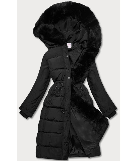 Dlhá teplá dámska zimná bunda MODA643 čierna