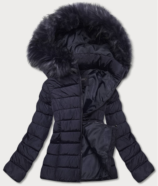Krátka dámska zimná bunda MODA0091 tmavomodrá