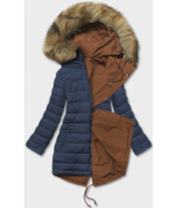 damska-obojstranna-zimna-bunda-moda21508-karamelovo-tmavomodra