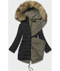 damska-obojstranna-zimna-bunda-moda21508-khaki-cierna