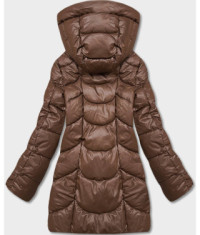 Dámska zimná bunda oversize z eko-kože MODAAG2-J90 hnedá