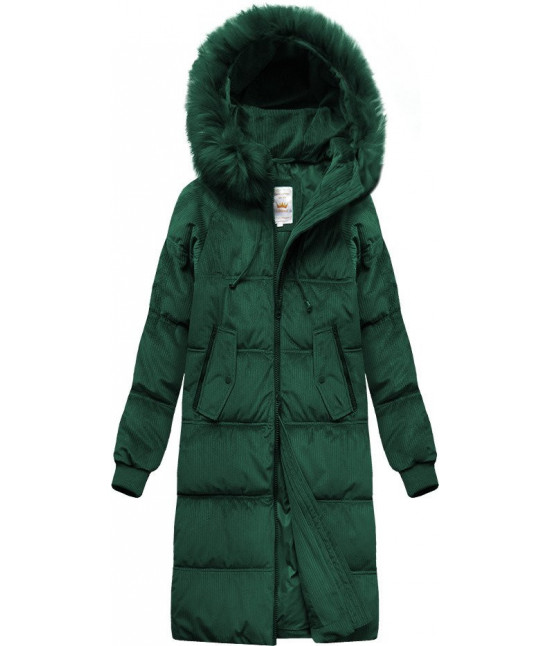 Menčestrová dámska zimná bunda s kapucňou MODA763 tmavozelená veľkosť XS