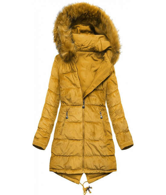 Dámska obojstranná zimná bunda MODA911 žltá veľkosť S