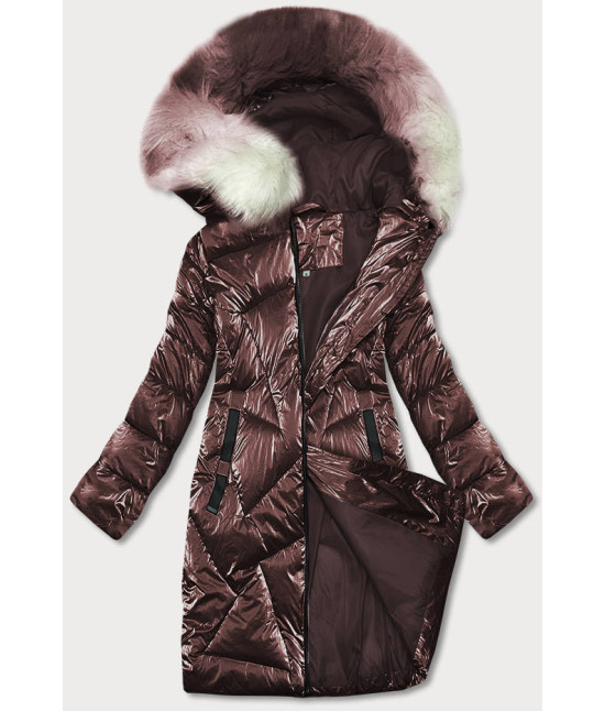 Dámska zimná bunda s kapucňou MODA1105 hnedá