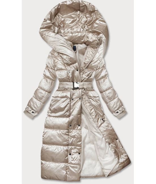 Dlhá dámska zimná bunda MODA9090 béžová