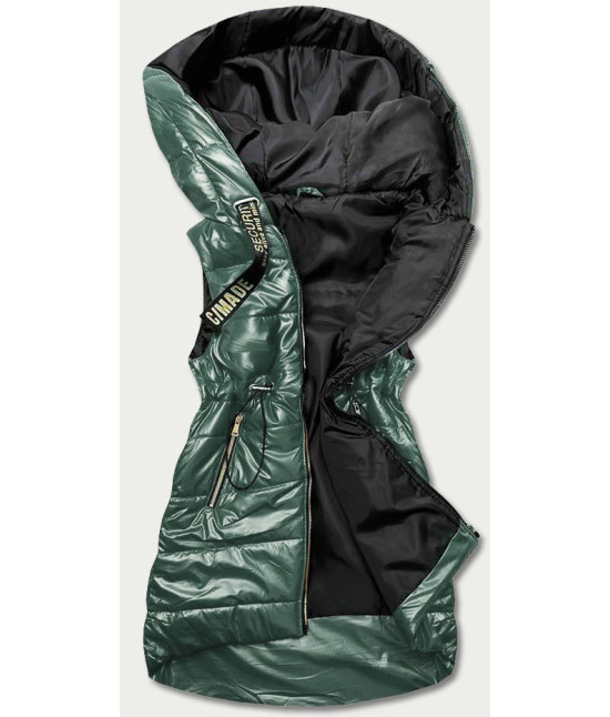 Dámska lesklá vesta s kapucňou MODA8130 zelená